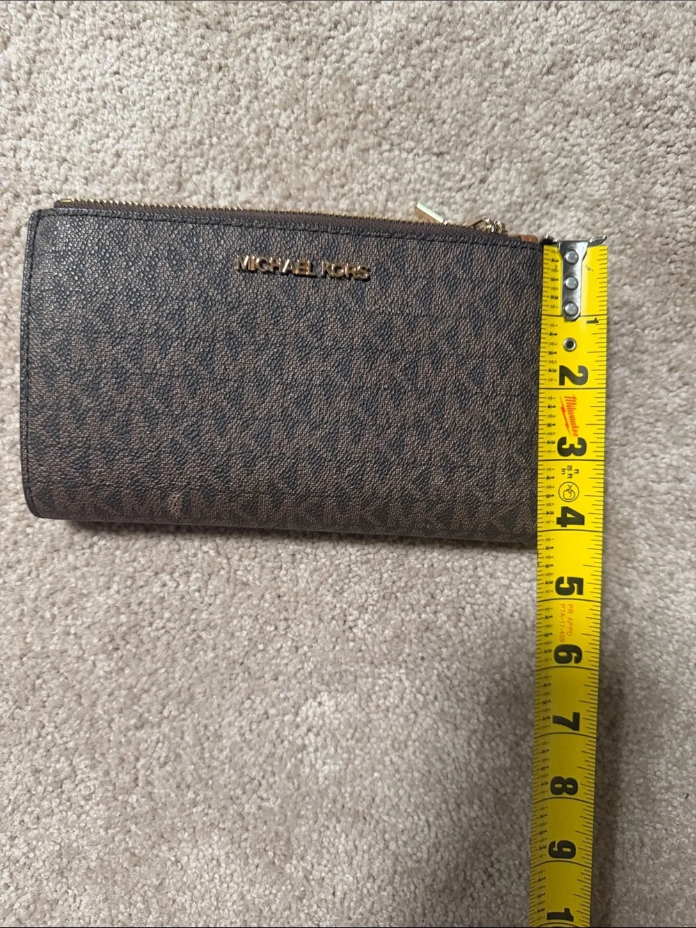Michael Kors Brown Logo-Print Zip wallet